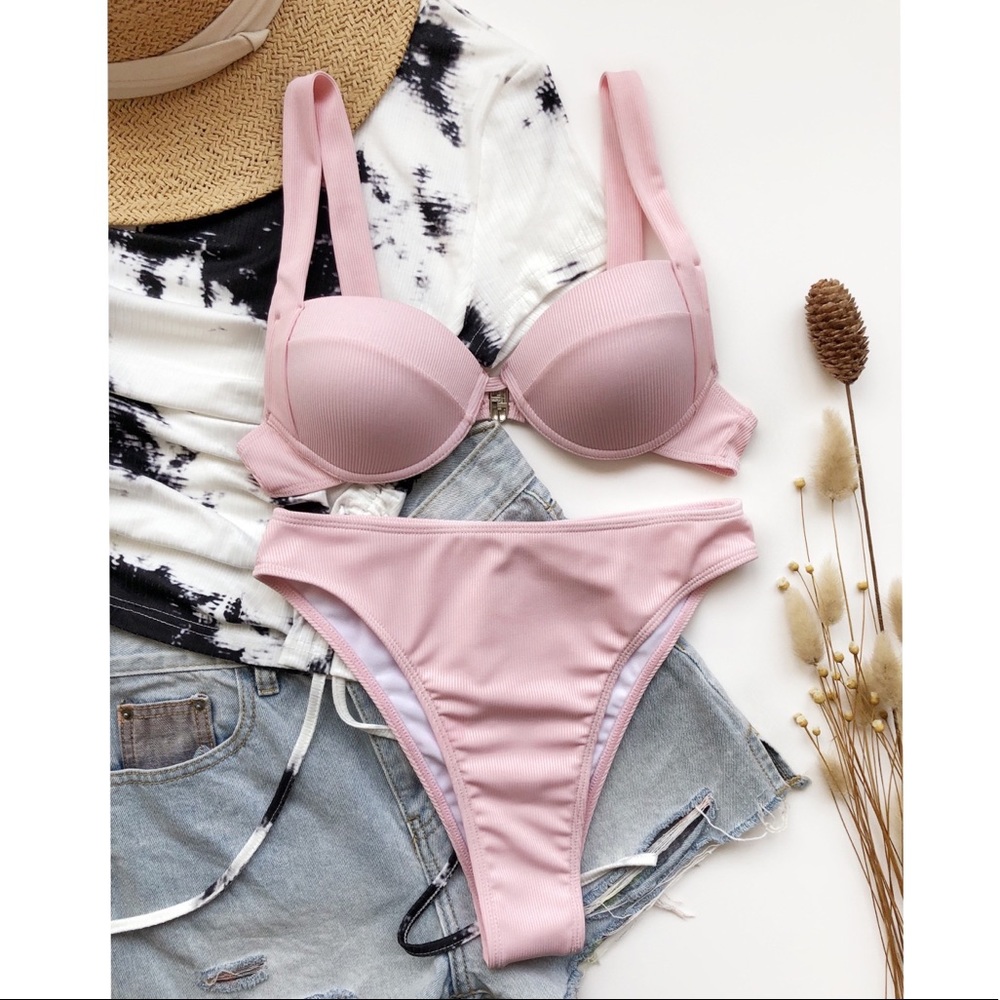 🆕Baby Pink Shell Top Bathing Suit Bikini Set - Picture 2 of 3